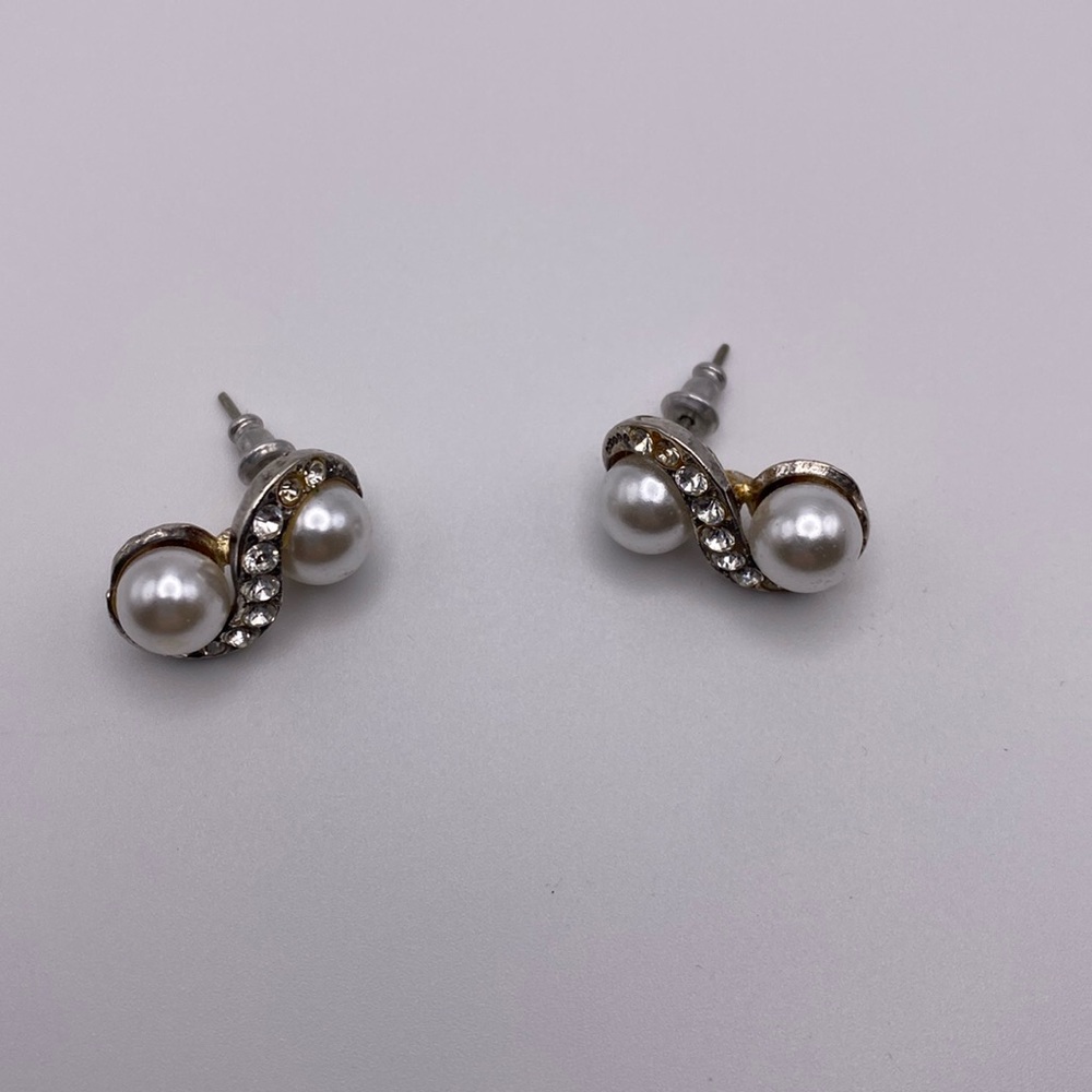 Vintage Faux Pearl and Rhinestone earrings